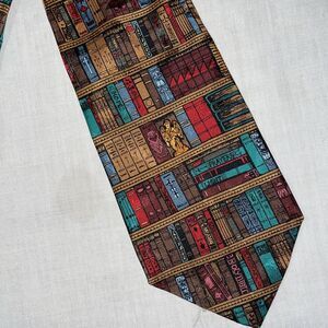 Eagle Wings Men’s Dress Tie Size 57” Red Book Motif Business Formal